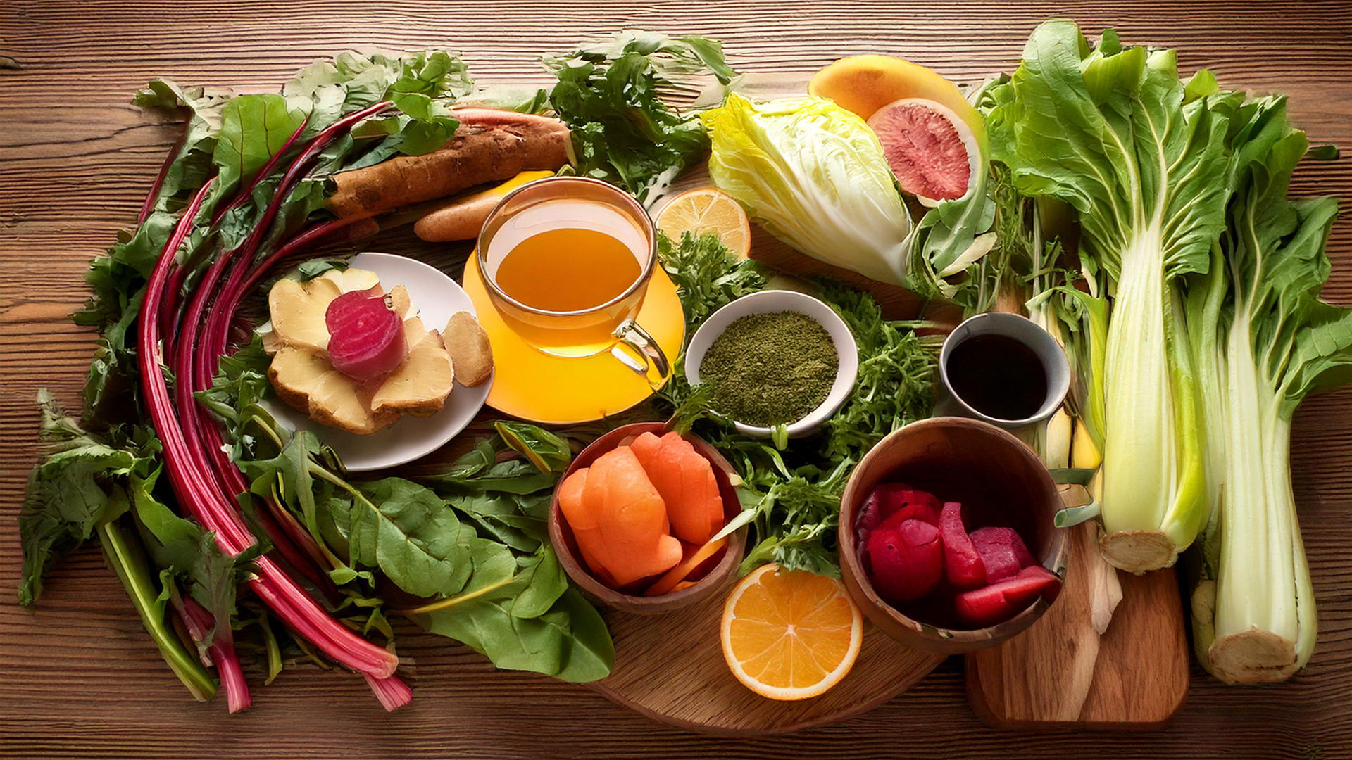 Lebensmittel Chicorée, Rucola Und Endivie Grünkohl, Mangold Und Auberginen Löwenzahn, Kurkum