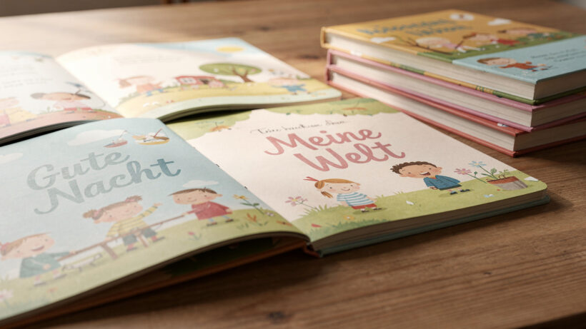 Darstellung Bilderbücher für Kinder auf Stapel